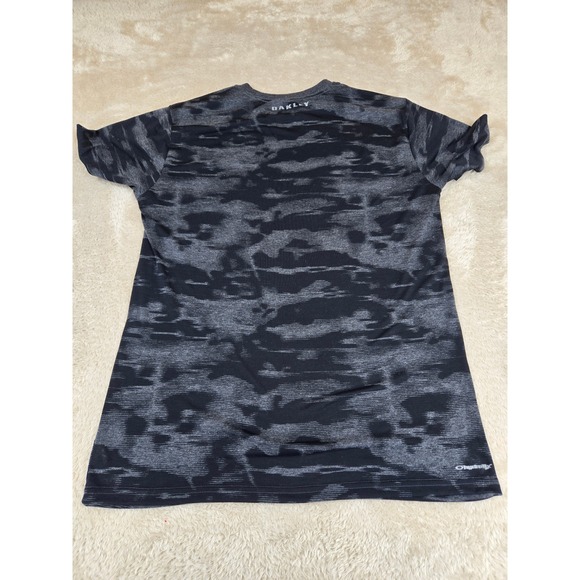 Oakley O-Hydrolix Mens Large Black Grey Camo Training Shirt 454618 Regular Fit - Picture 7 of 10
